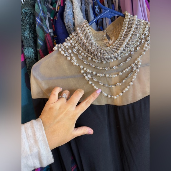 Claudine by Alyce Paris Gown Illusion Embellished Long Sleeve Gown – Size 8 - Picture 6 of 7